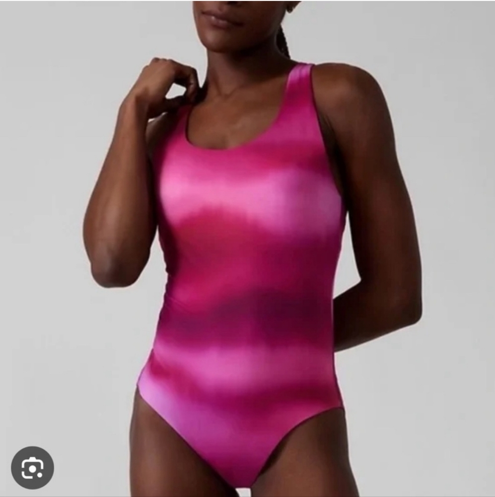 Athleta Malibu Pink Ombre One Piece Swimsuit Size Large